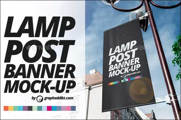 Lamp Post Banner Editable Mockup