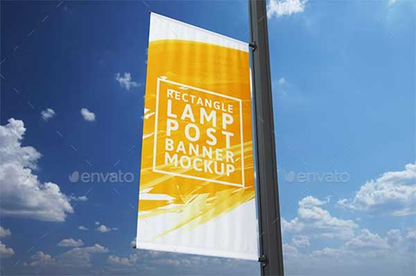 Rectangle Lamp Post Banner Mockup