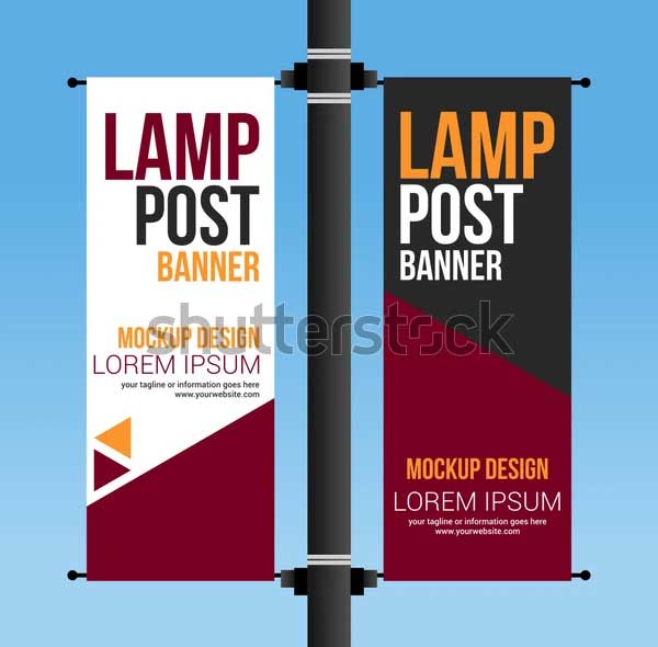 Dual Lamp Post Banner Abstract Mockup Template