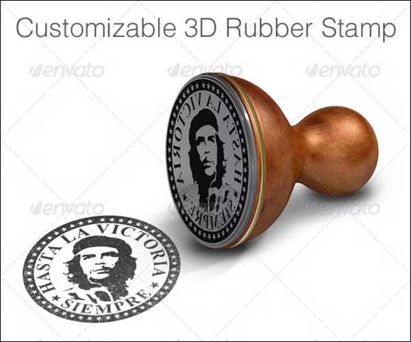Customizable 3D Rubber Stamp Mock-up