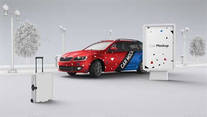 Car and Billboard Mock-up Template
