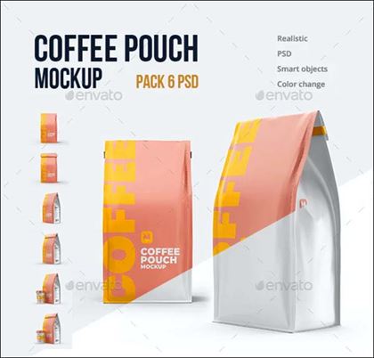 PSD Coffee Bag Pouch Mockup