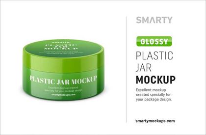 Small Glossy Plastic Jar Mockups