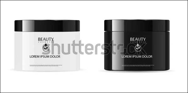 Round Glossy Cosmetic jars Plastic Mockup