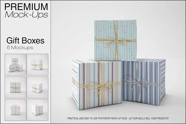 Gift Boxes Mockup Set PSD Template