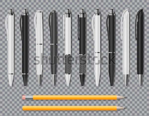 Set of Realistic Pens and Pencil Mockup