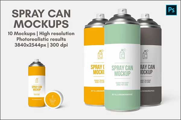 Professional Spray Can Mockups