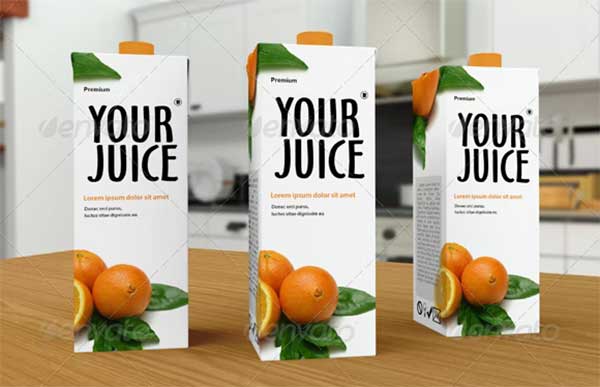 Realistic Milk and Juice Packages Mockup