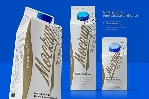 Simple Milk Packaging Mockups Template
