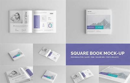 High Resolution Square Book Mock-Up