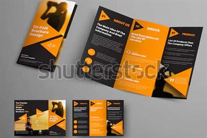 Black Triple Folding Brochure Mockup Template