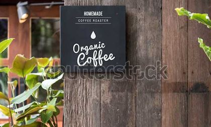 Outdoor Shop Sign Organic Coffee Shop Mockup