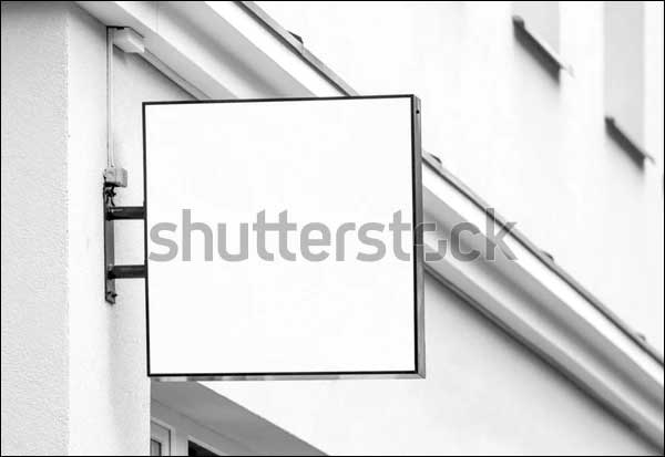 White Empty Outdoor Business Signage Mockup