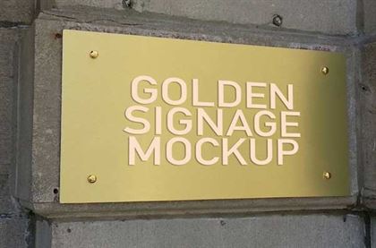 Outdoor Golden Signage Mockup