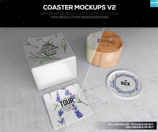 Coaster Mockup Design PSD