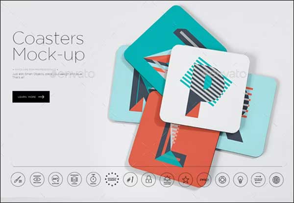 Coasters Mock-up PSD Template Design