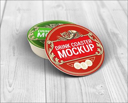 Drink Coasters Round Mock-Up