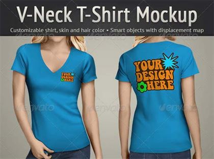 V-Neck T-Shirt PSD Mockup