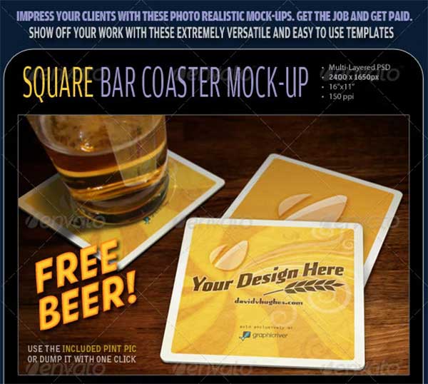 Bar Coaster Mock-ups Template