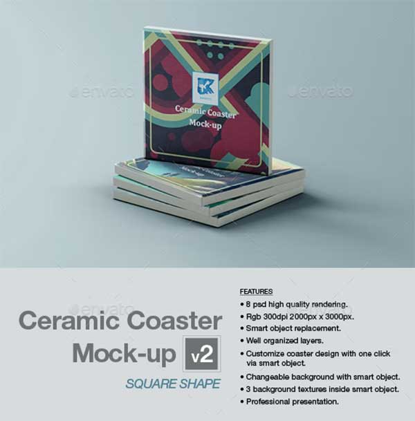 Ceramic Coaster Mock-up Design PSD