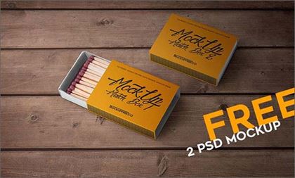 Free PSD Match Box Mockup
