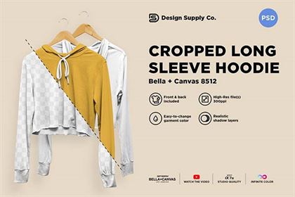 Cropped Tri-Blend Hoodie Mockup