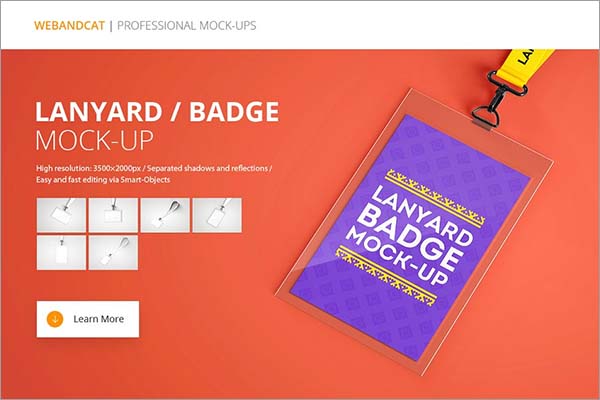 Lanyard Name Tag Badge PSD Mockup