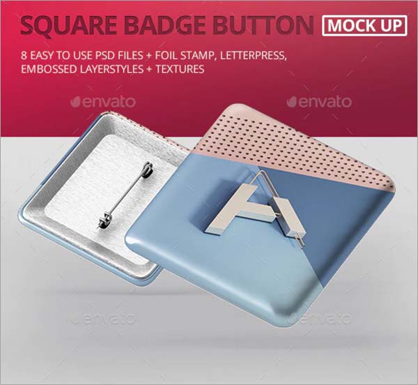 Square Name Badge Button Mockup