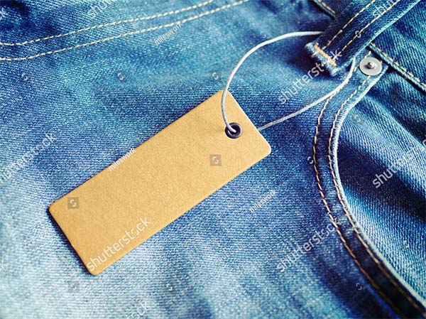 Blue Jeans Label Price Tag Mockup