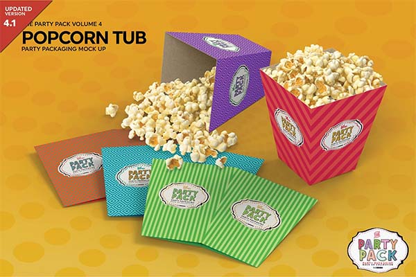 Popcorn Tub Packaging Mockup