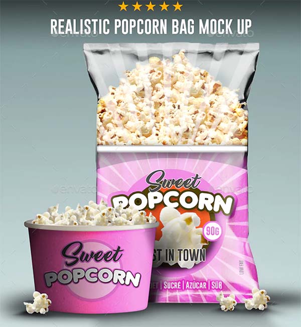 Realistic Popcorn Mockups