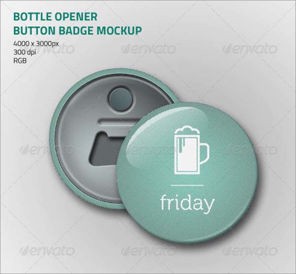 Bottle Opener Button Badge Mockup
