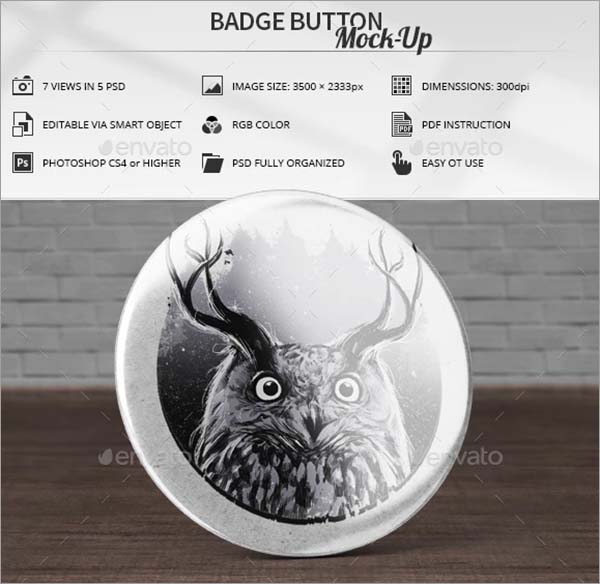 Badge Button PSD Mock-Up Template