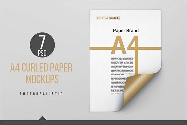A4 Curled Paper Mockup