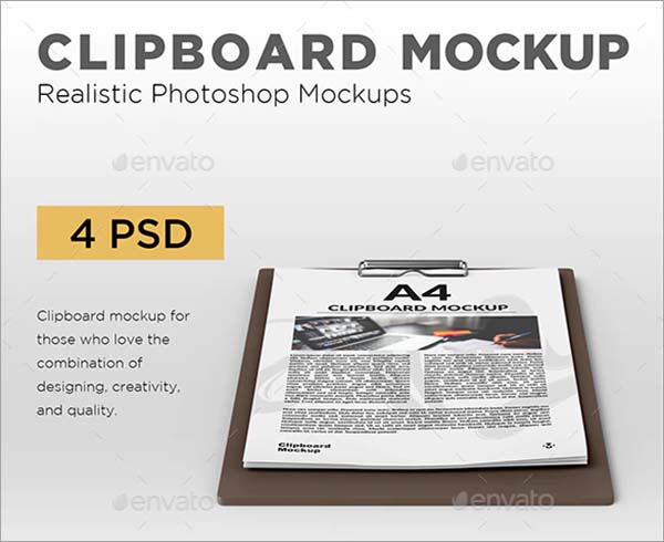 Clipboard With Papers Mockup