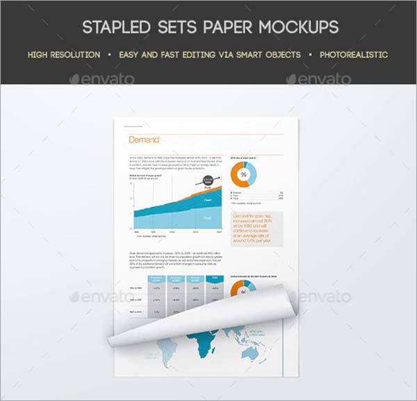 Stapled Sets Paper PSD Mockup