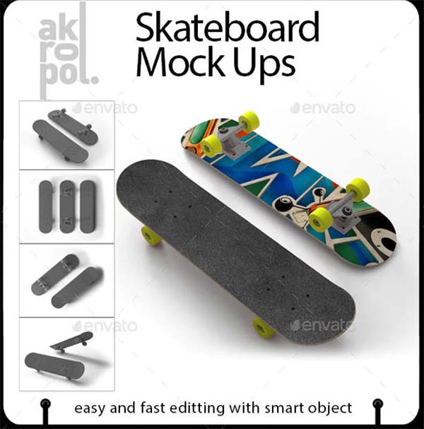 PSD Skateboard Mockup
