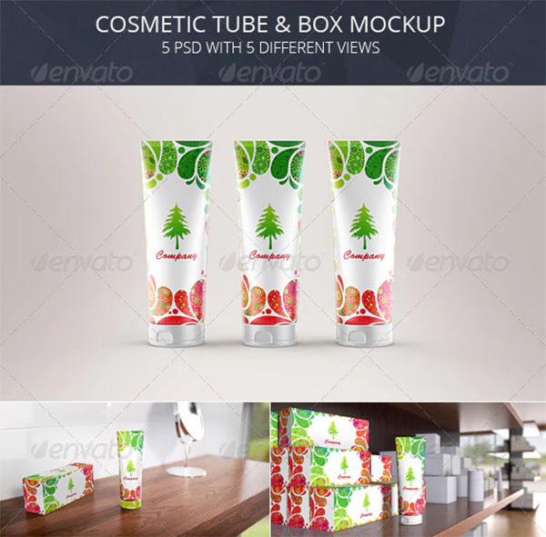 Cosmetic Tube Toothpaste & Box Mockup