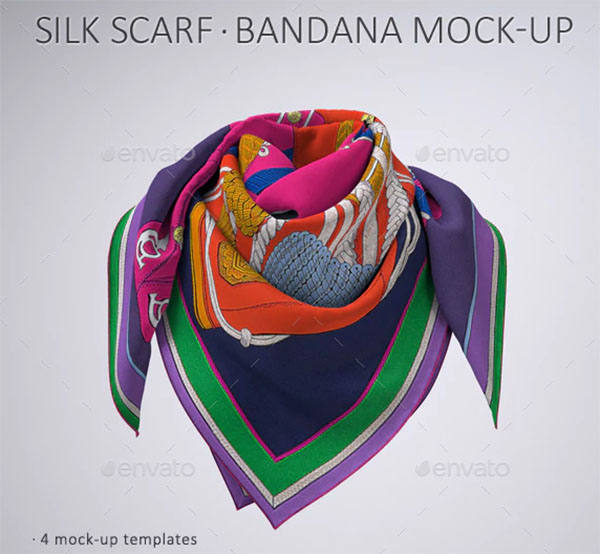 Square Silk Scarf or Bandana Mock-Up