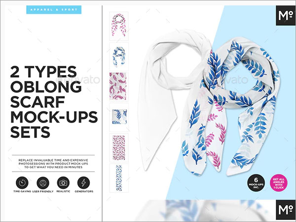 2 Types Oblong Scarfs Mock-up Set