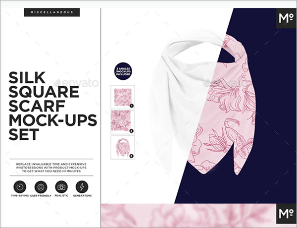 Silk Square Scarf Mockups Set