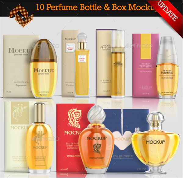 Basic Perfume Bottles & Boxes Mockup