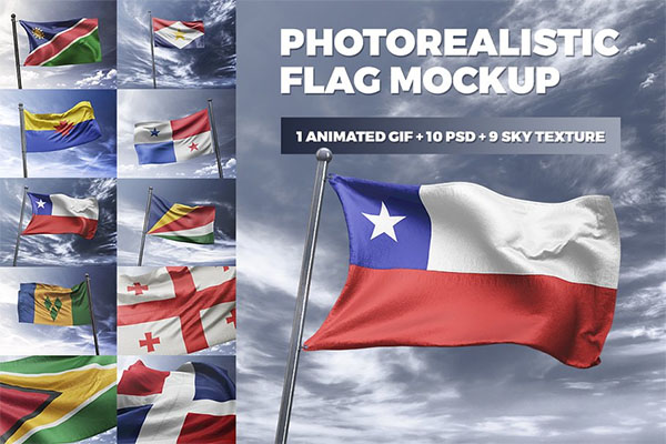 Photorealistic Flag MockUp Design