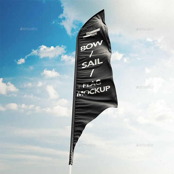 3D Feather Flags, Bow and Sail Flag Mockup