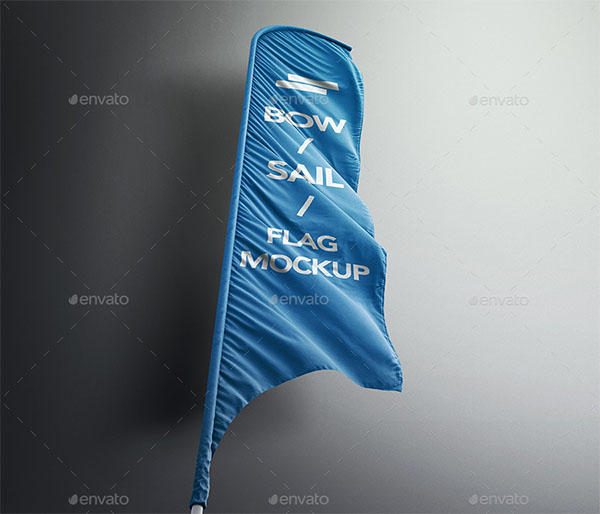 3D Flags Feather, Bow and Sail PSD Flag Mockup