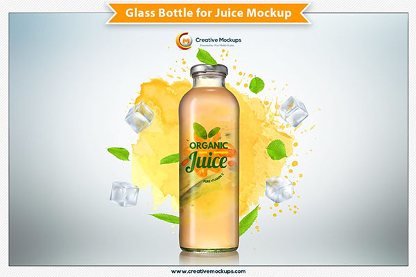 Glass Bottle for Juice Mockup