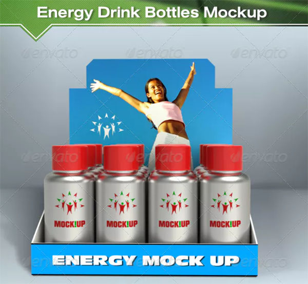 Energy Drink Bottles Mockup
