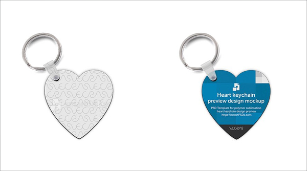 Heart Shape Key ring Design Mockup