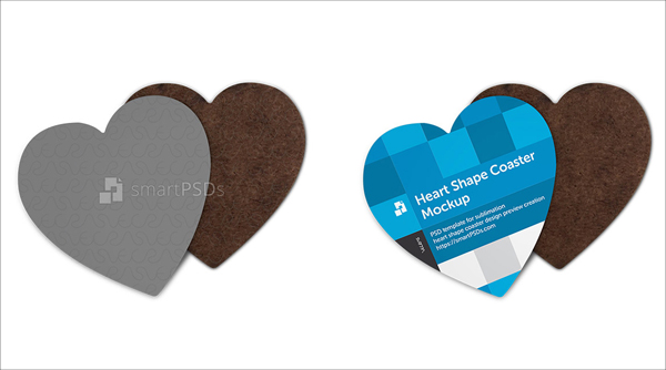 Heart Shape Coasters Mockup