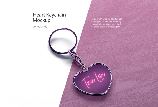Best Heart Keychain Mockup